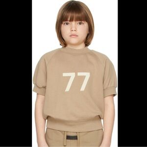 Essentials Tan Kids Sweatshirt with '77' Print